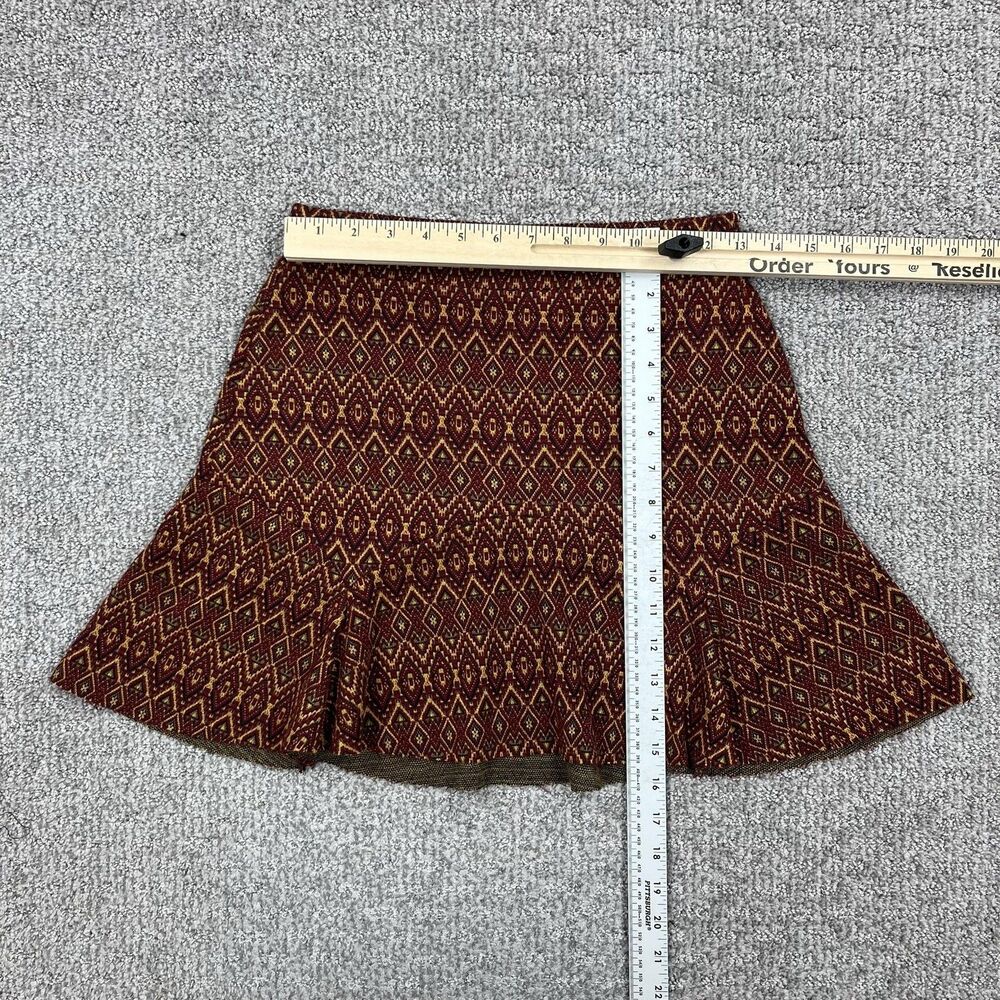 Free People Skirt Womens XS Geometric Flare Ruffle Knit Mini Stretch Boho - Picture 4 of 9